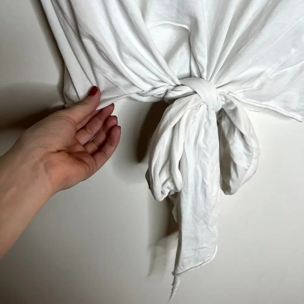 Zara White Tie Front Tee LAST CALL - Picture 2 of 5